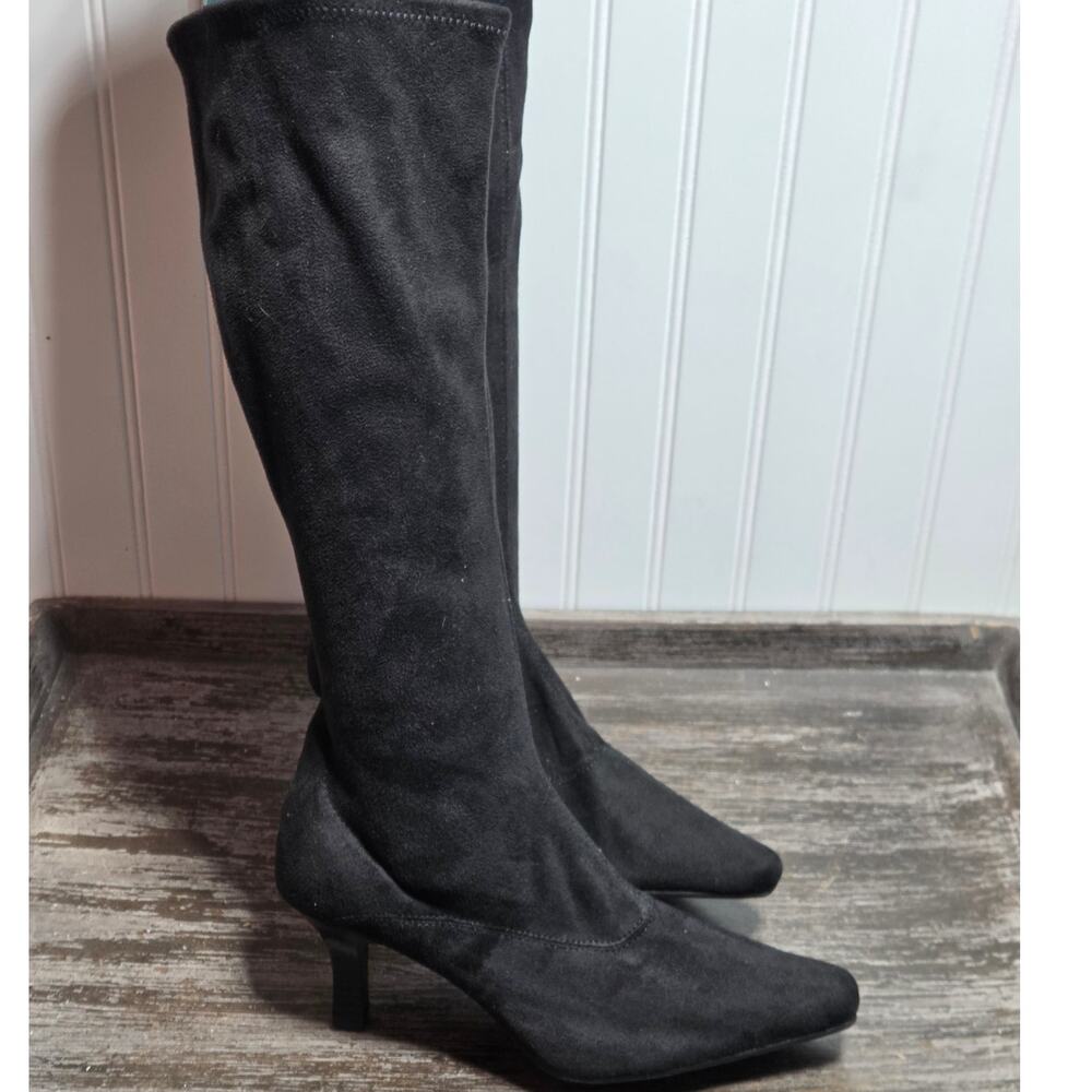 Wear Rampage Women's Black Faux Suede Tall Heeled Fashion Boots Size 8